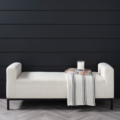 Serena Bench - Ivory with Black