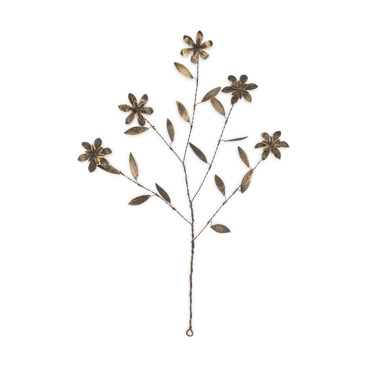 Svara Branched Iron Faux Flower Stem - Antique Brass