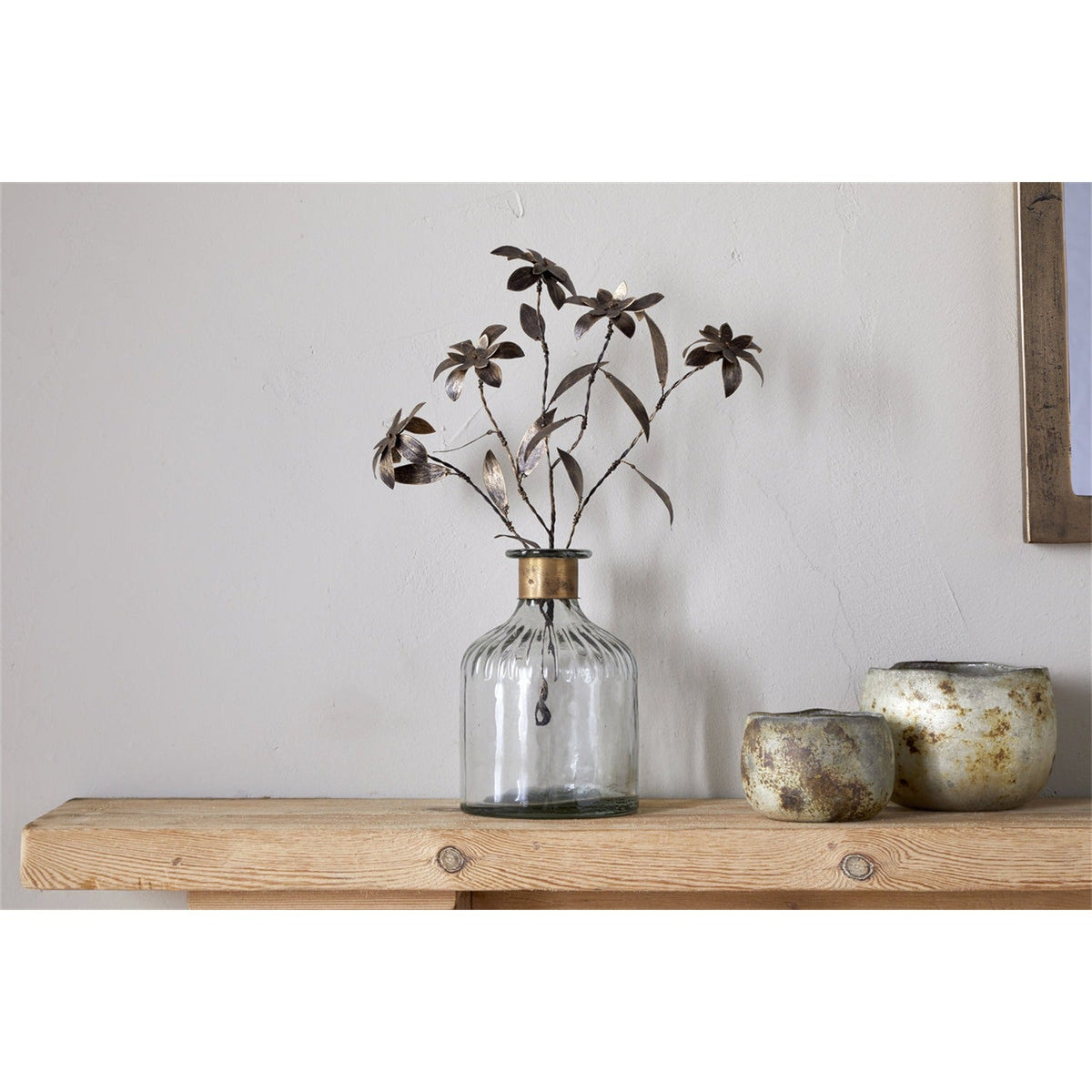 Svara Branched Iron Faux Flower Stem - Antique Brass