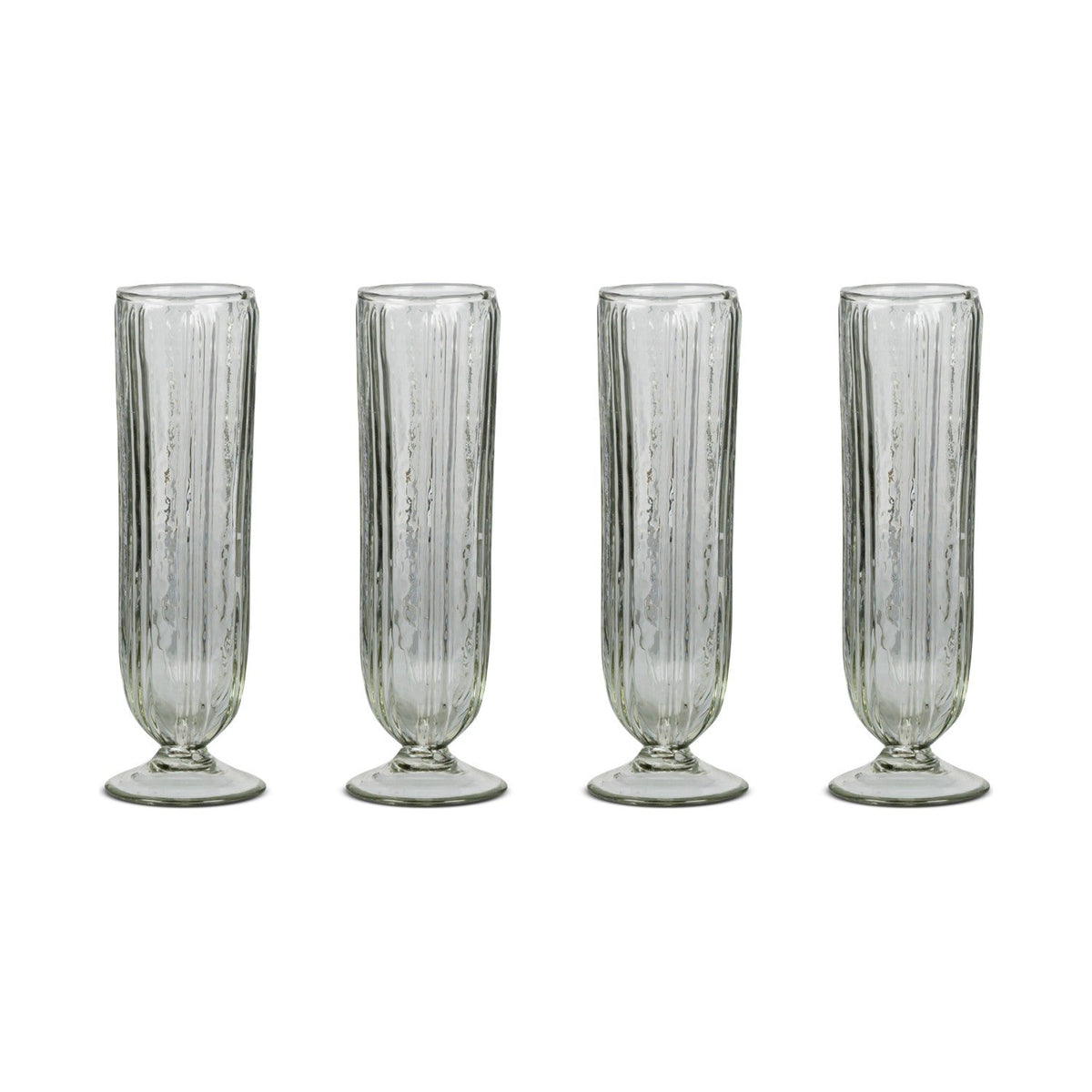 Sigiri Ribbed Champagne Glasses - Clear - Set of 4