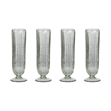 Sigiri Ribbed Champagne Glasses - Clear - Set of 4
