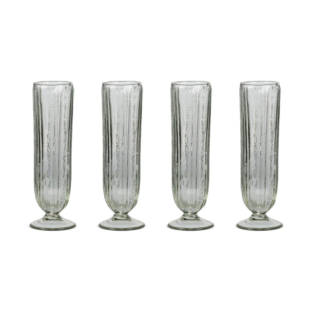 Sigiri Ribbed Champagne Glasses - Clear - Set of 4