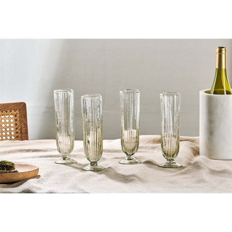 Sigiri Ribbed Champagne Glasses - Clear - Set of 4