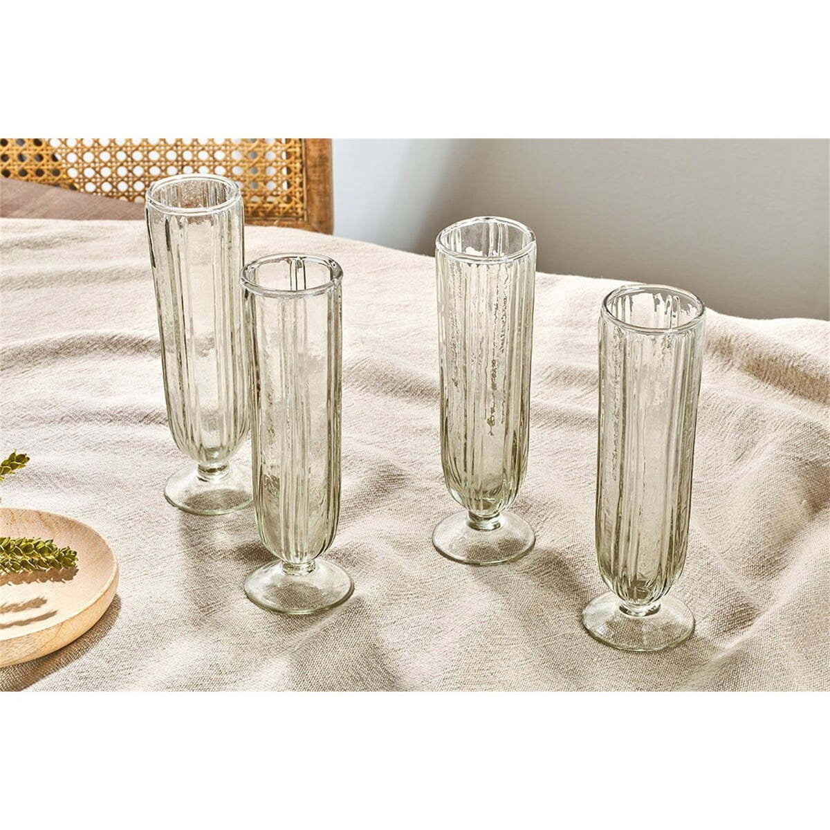 Sigiri Ribbed Champagne Glasses - Clear - Set of 4