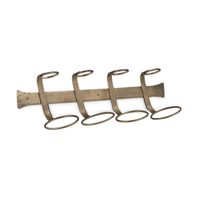 Shray Iron Wine Rack - Antique Brass