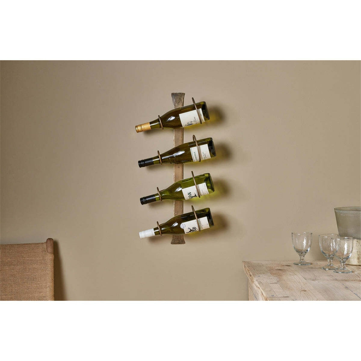 Shray Iron Wine Rack - Antique Brass