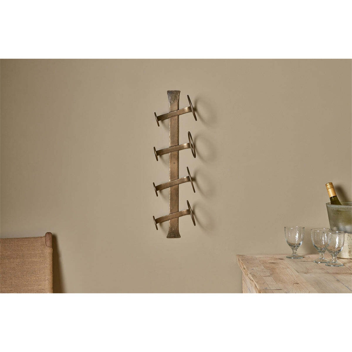 Shray Iron Wine Rack - Antique Brass