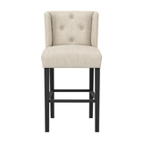 Shay Winged Counter Bar Stool - Stone with Black