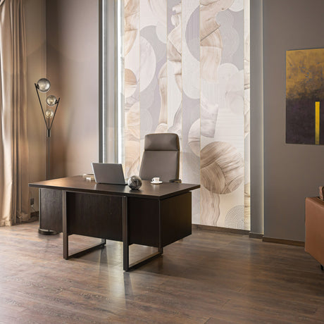 Prophecy 3 light floor lamp in black finish, shown in a room setting