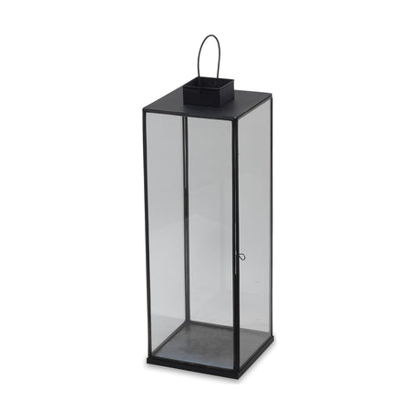 Sia Medium Glass Lantern - Antique Black