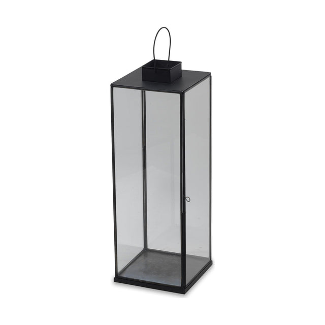 Sia Medium Glass Lantern - Antique Black