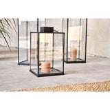 Sia Large Glass Lantern - Antique Black