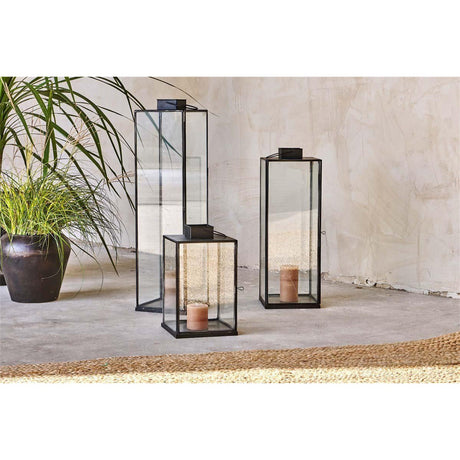 Sia Small Glass Lantern - Antique Black
