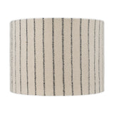 Sanja Large Cotton Stripe Lampshade, a straight-sided drum in off-white handwoven cotton with fine dark grey vertical stripes, shown against a plain white background.
