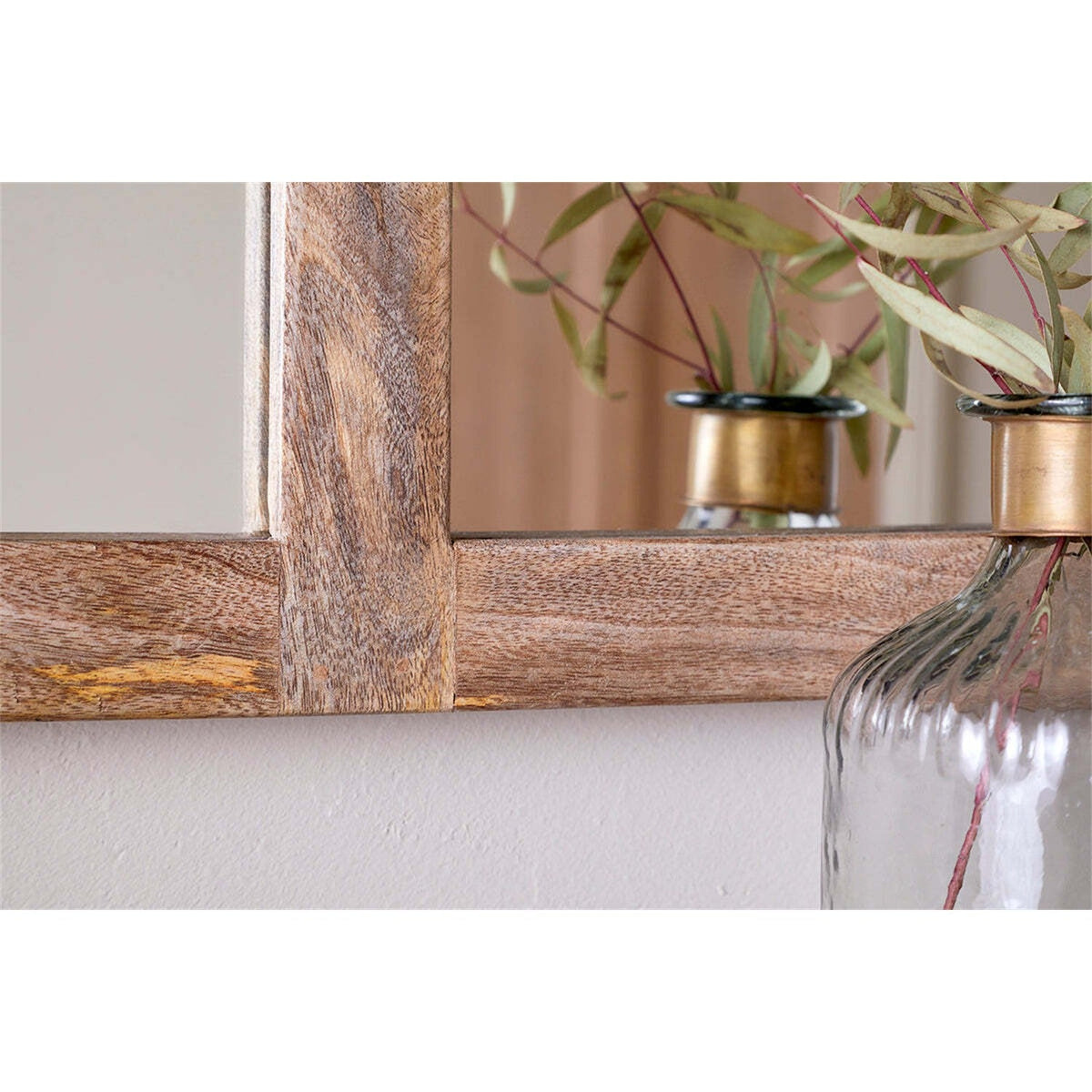 Sande Mango Wood Arched Wall Mirror - Natural