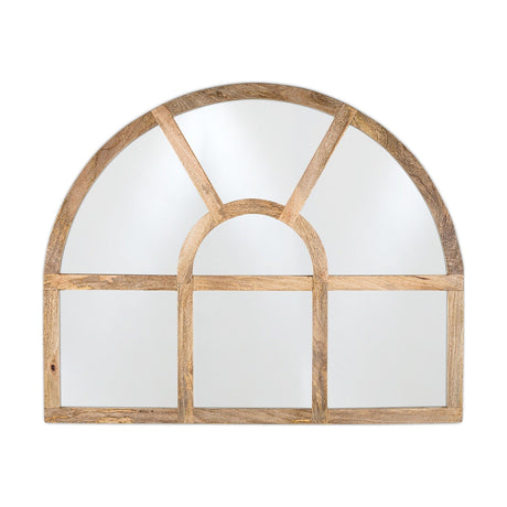 Sande Mango Wood Arched Wall Mirror - Natural