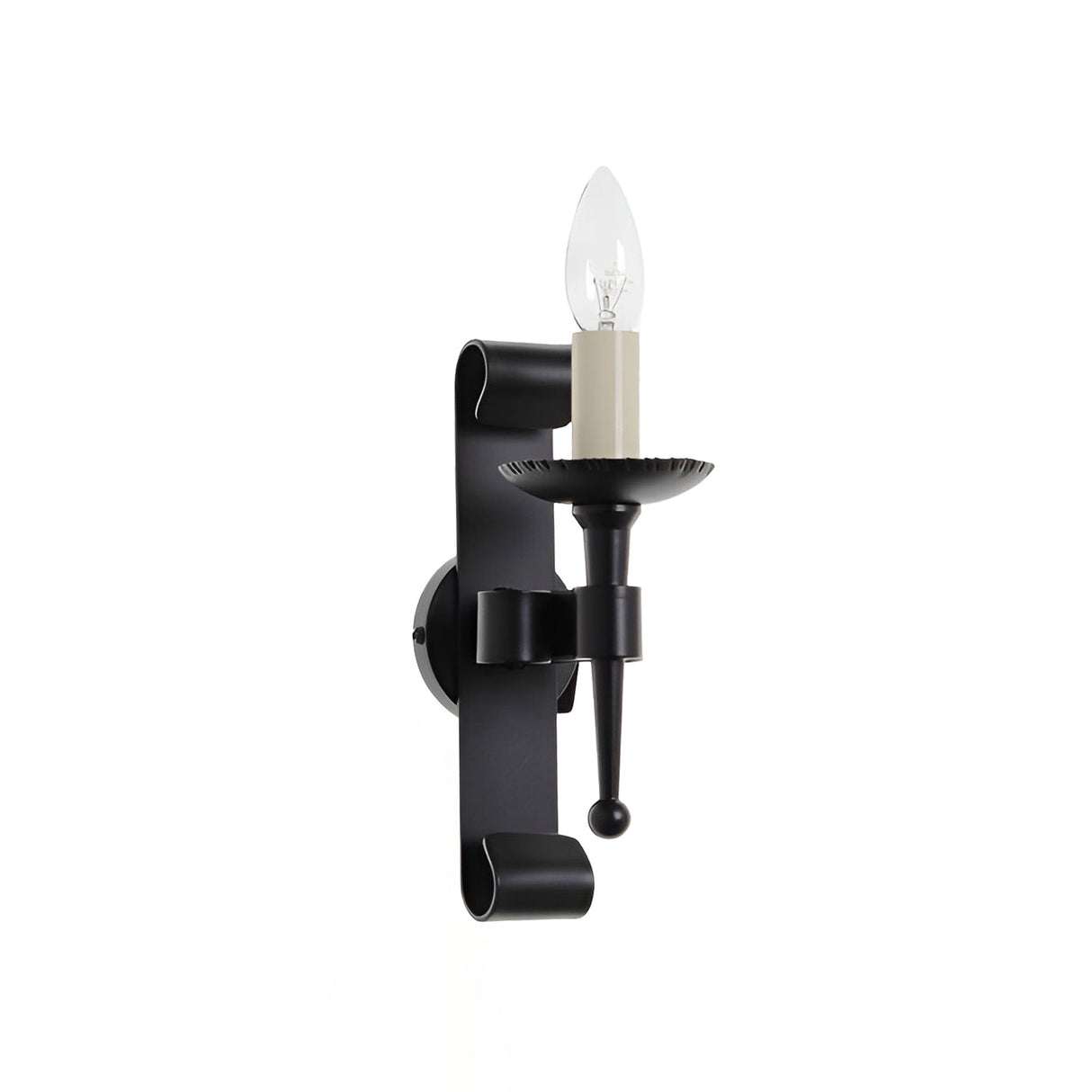 Manorhall 1 Light Iron Wall Light - Matt Black