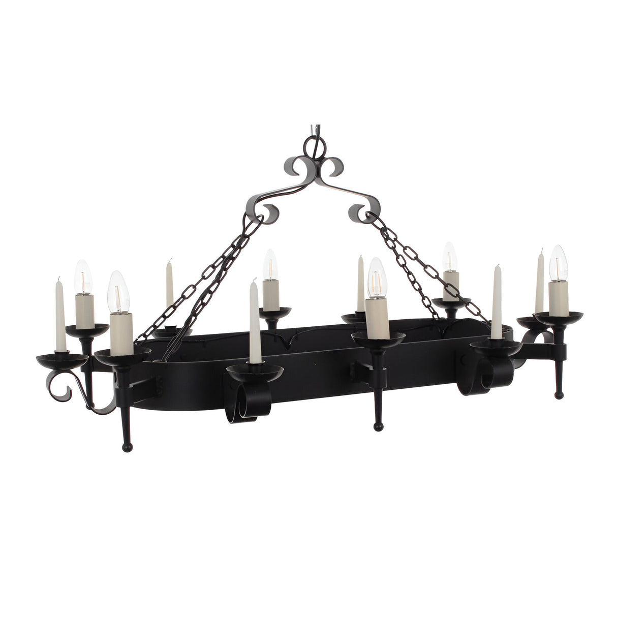 Manorhall 6 Light Iron Chandelier - Matt Black
