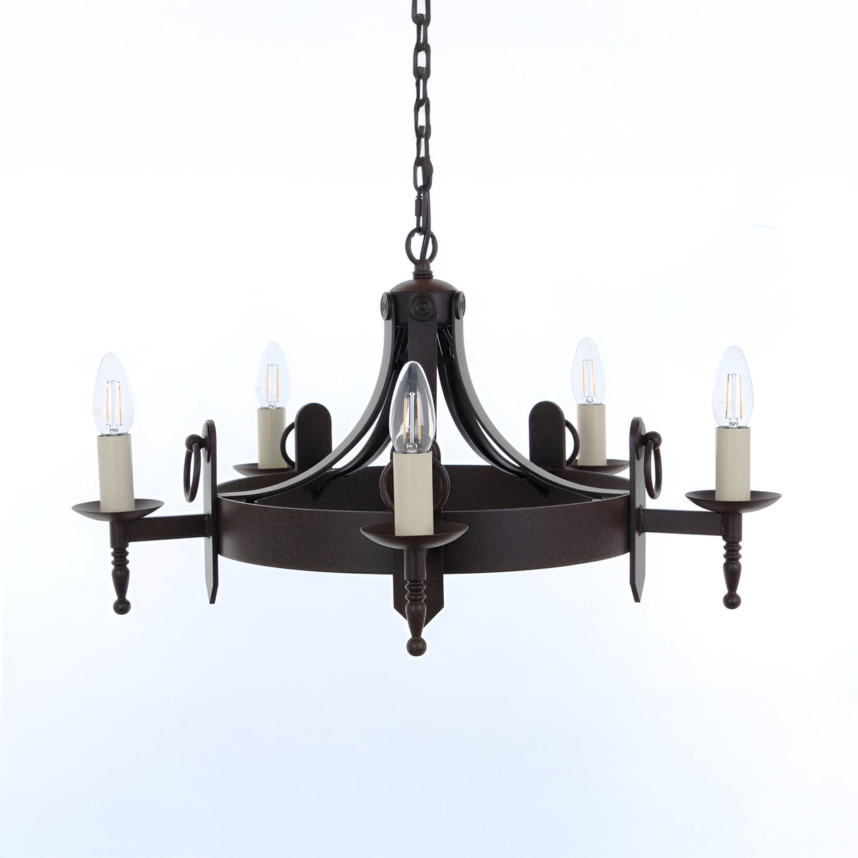 Mitralux 5 Light Iron Chandelier - Aged Bronze