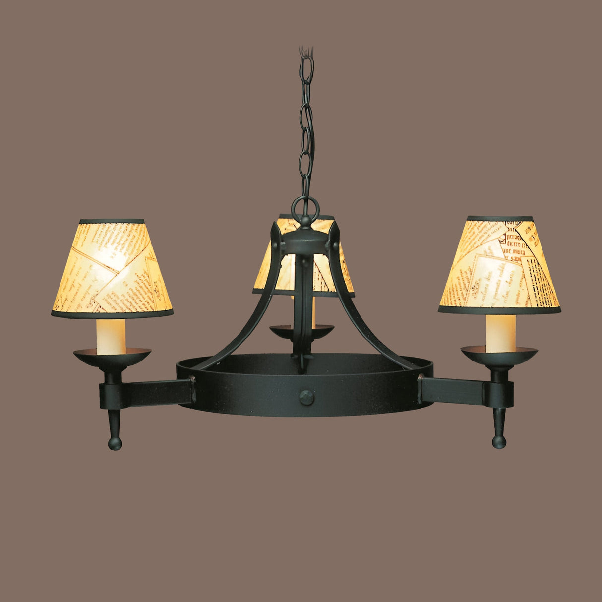 Straven 3 Light Iron Chandelier - Matt Black