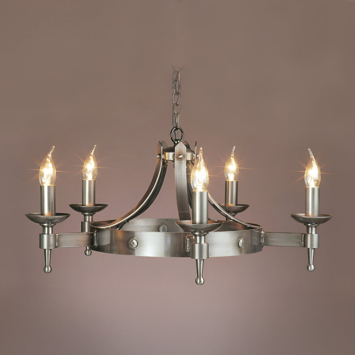 Straven 5 Light Iron Chandelier - Grey