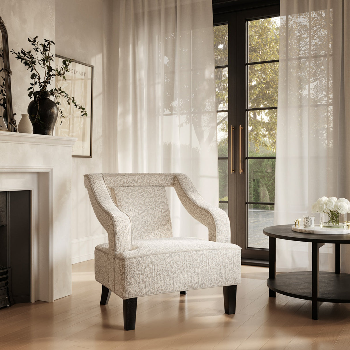 Sofia Accent Chair - Beige with Black