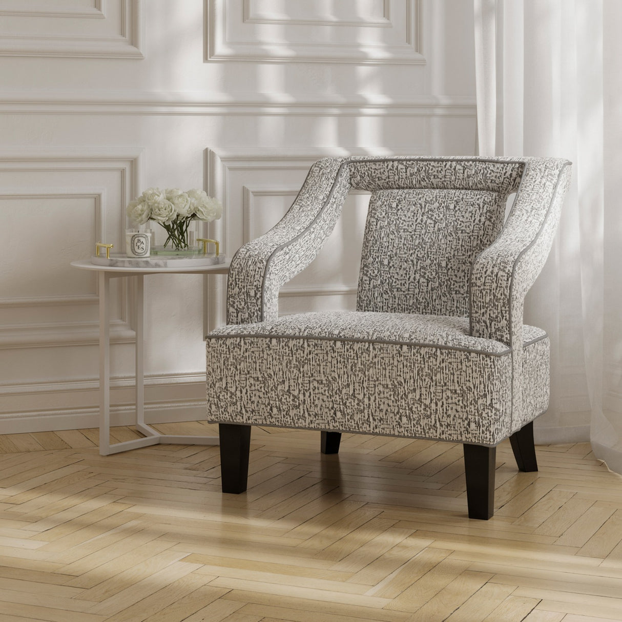 Sofia Accent Chair – Elephant with Black