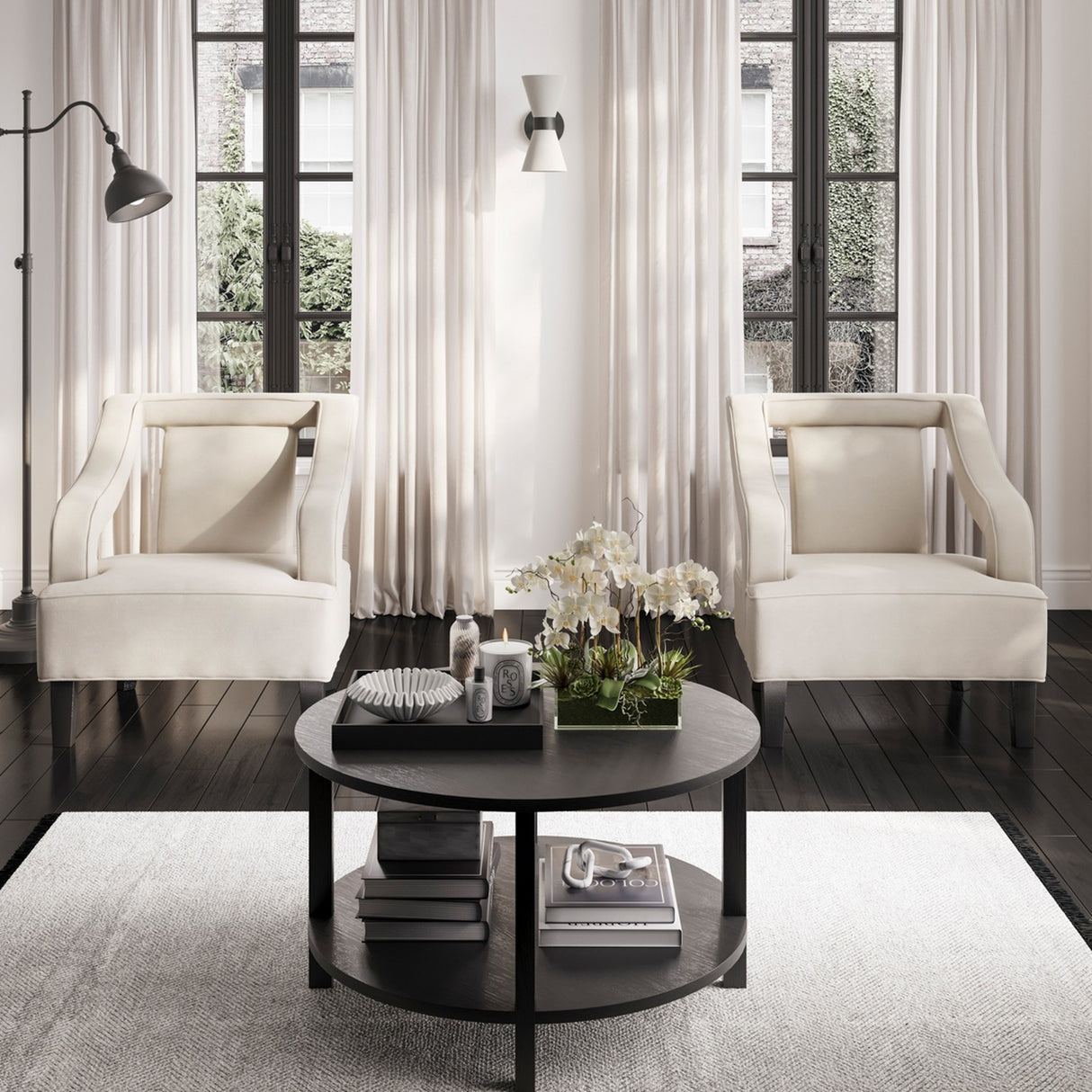 Sofia Accent Chair – Ivory with Black