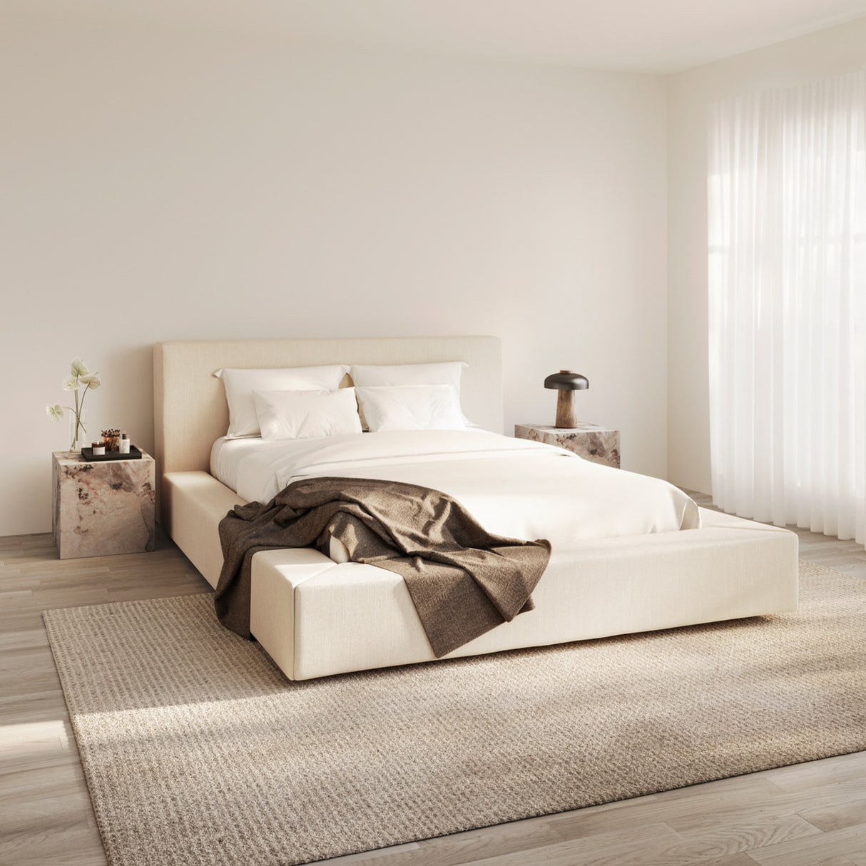 Soho King Size Bed Frame - White Clay