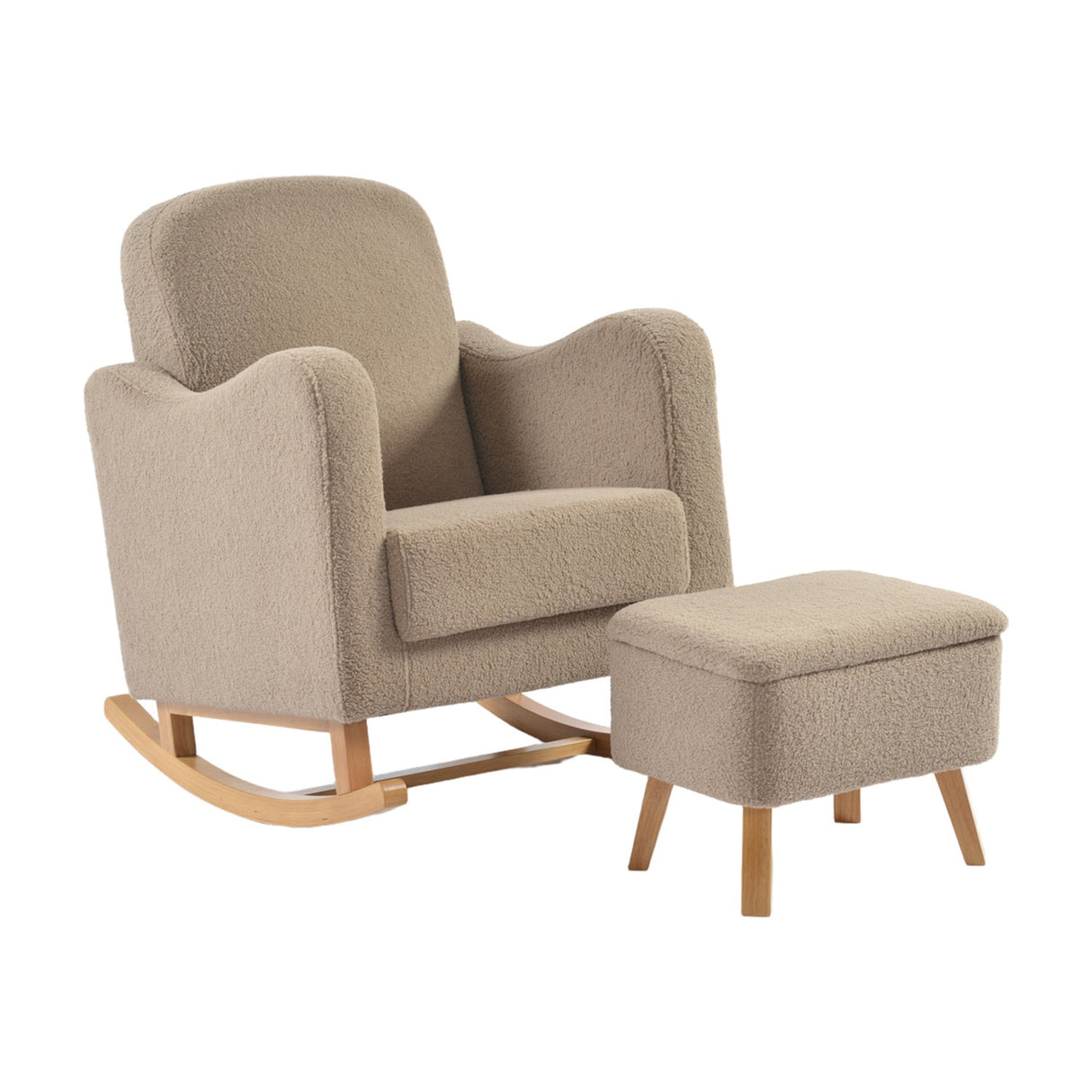 Soother Rocking Nursing Chair & Footstool Set - Biscuit