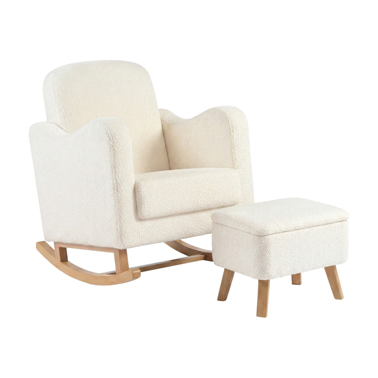 Soother Rocking Nursing Chair & Footstool Set - Off White