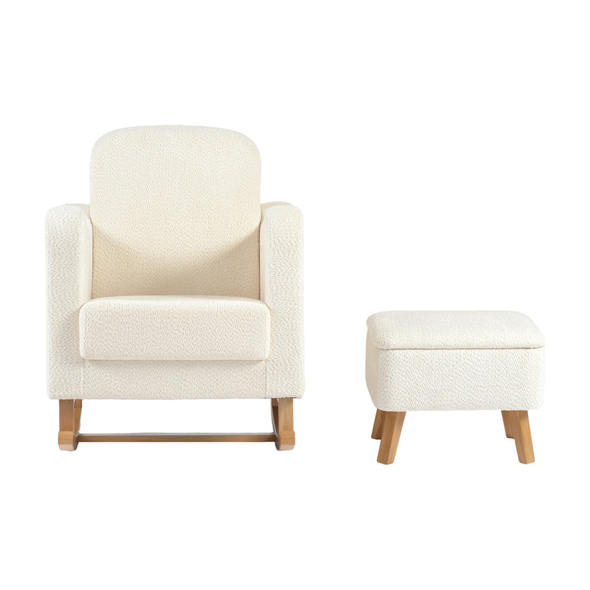 Soother Rocking Nursing Chair & Footstool Set - Off White