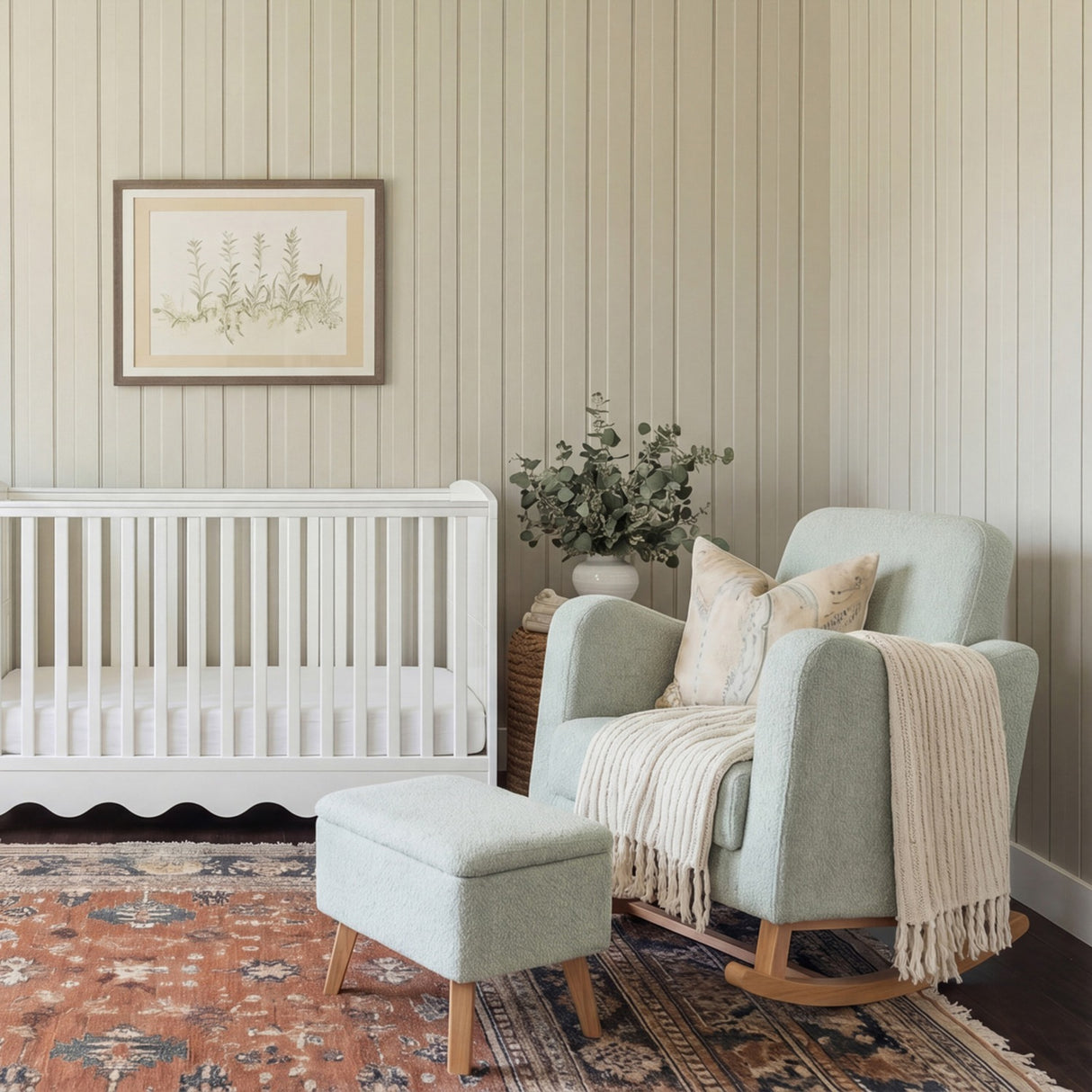 Soother Rocking Nursing Chair & Footstool Set - Sage