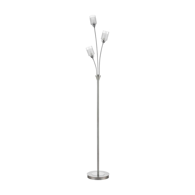 Campani 3 light floor lamp in chrome and satin nickel finish