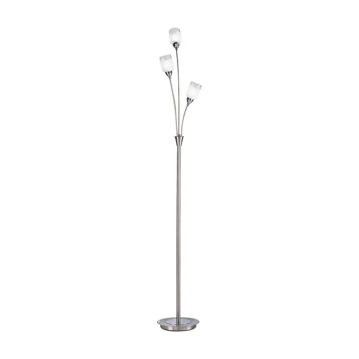 Campani 3 light floor lamp in chrome and satin nickel finish, alternative view