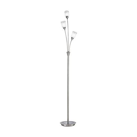 Campani 3 light floor lamp in chrome and satin nickel finish, alternative view