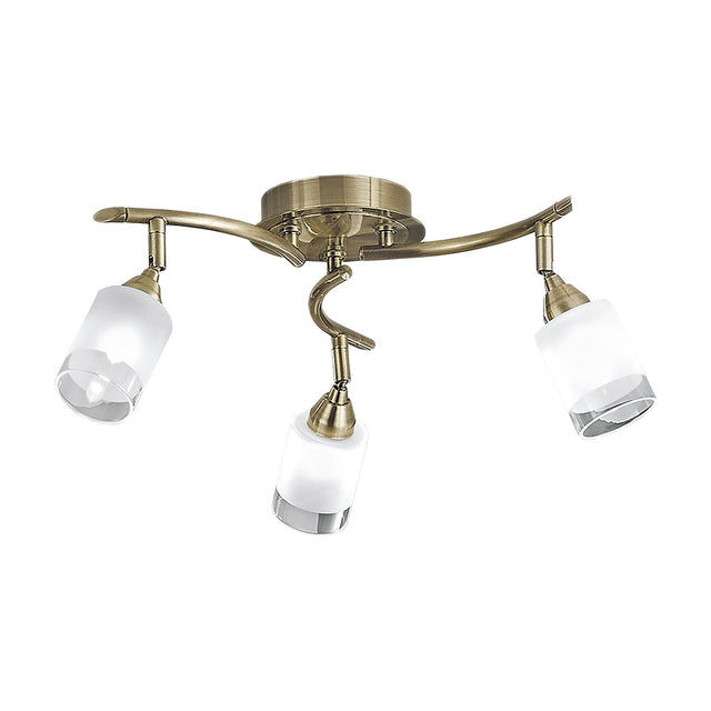 Campani 3 light ceiling light in bronze finish, unlit