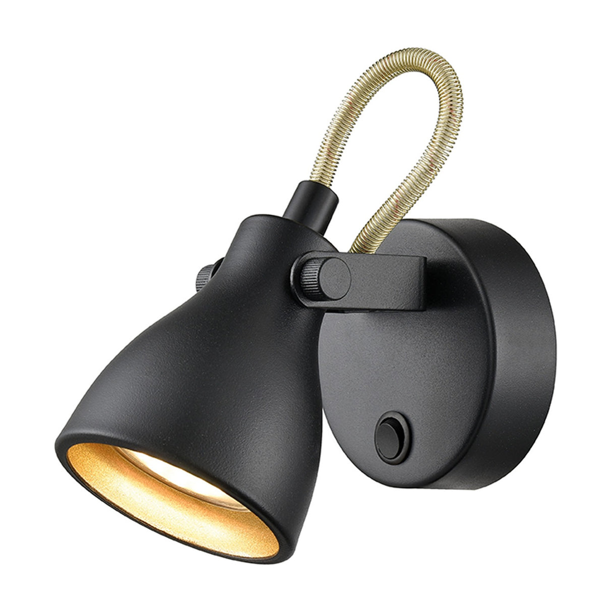 Taza wall light in black and gold finish