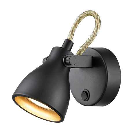Taza wall light in black and gold finish