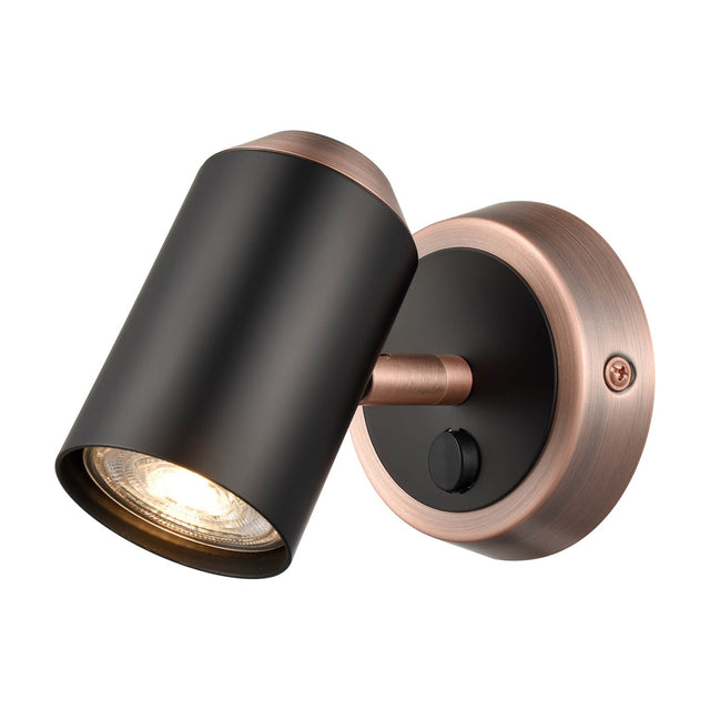 Hollywood wall light in black and copper finish