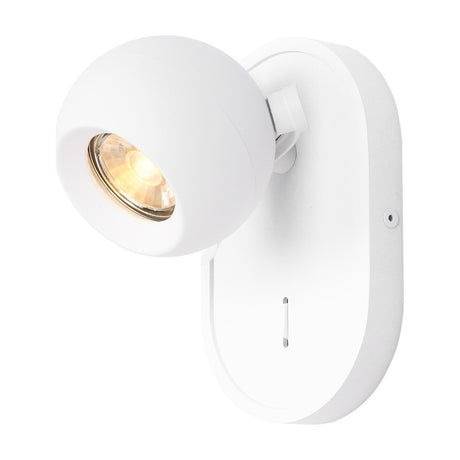 Lens wall light in white finish