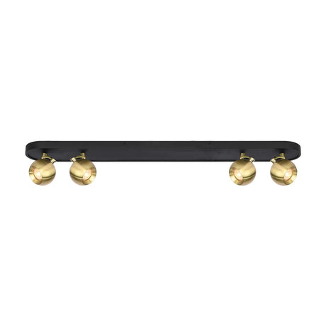 Lens 4 light ceiling light in black and brass finish