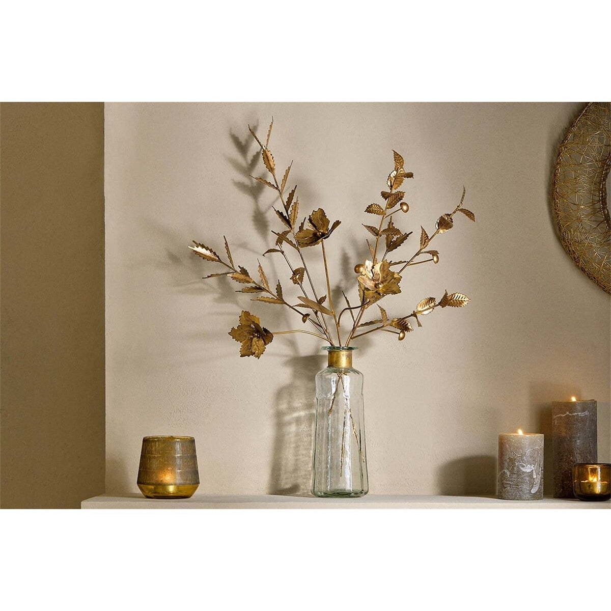 San Foliage Faux Flower Stem - Antique Brass