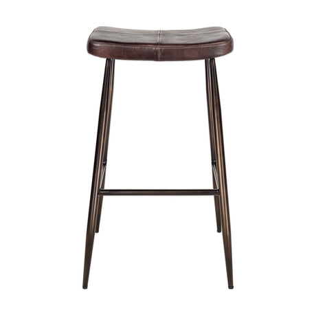 Samaira Leather Counter Stool - Dark Brown