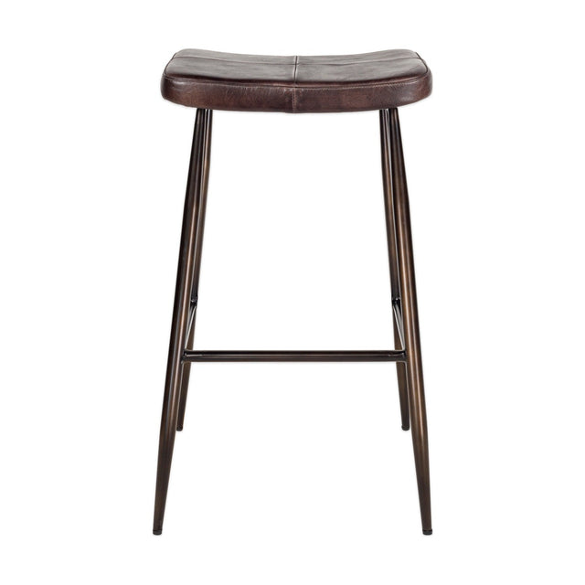 Samaira Leather Counter Stool - Dark Brown