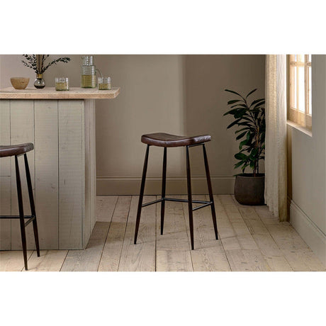 Samaira Leather Counter Stool - Dark Brown