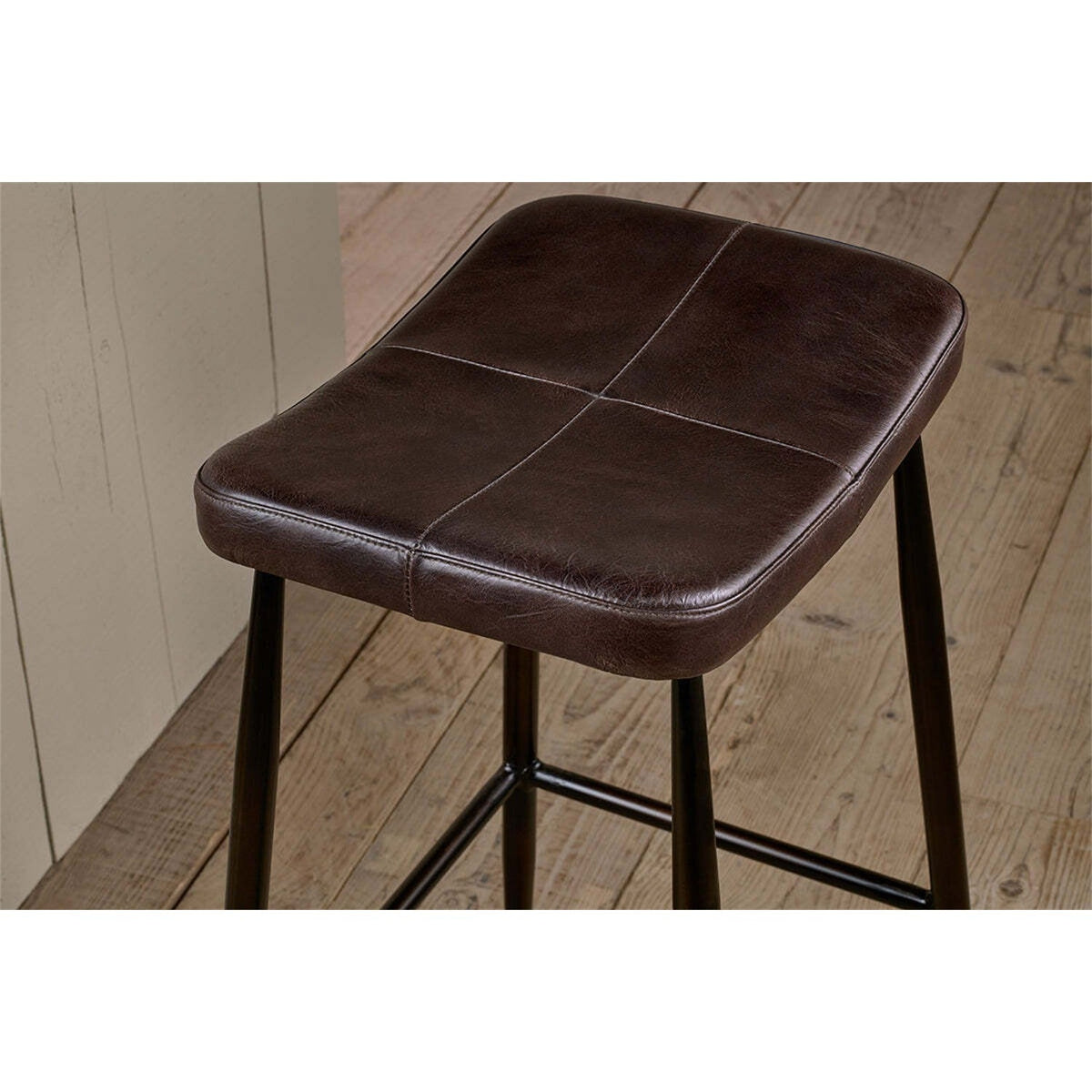 Samaira Leather Counter Stool - Dark Brown