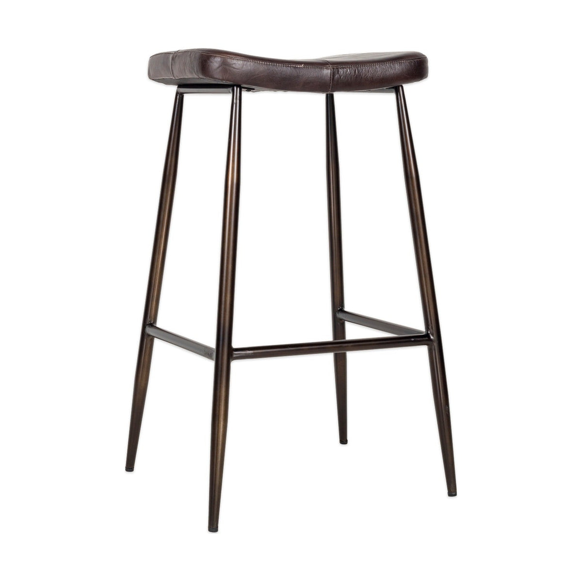 Samaira Leather Counter Stool - Dark Brown