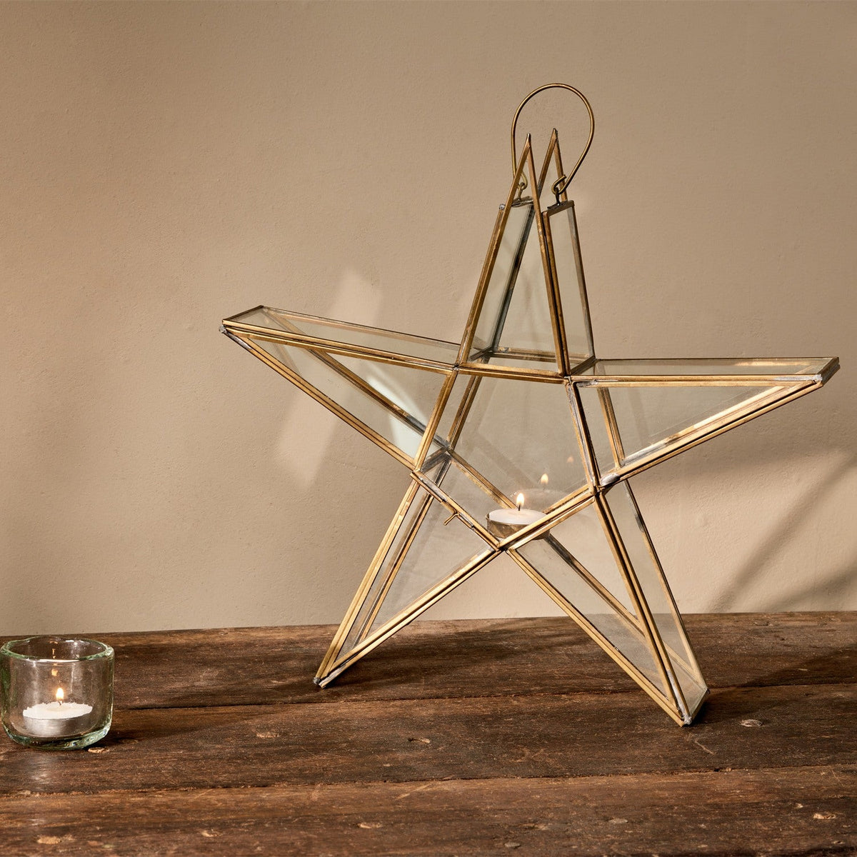 Sanwi Small Star Christmas Candle Holder - Antique Brass