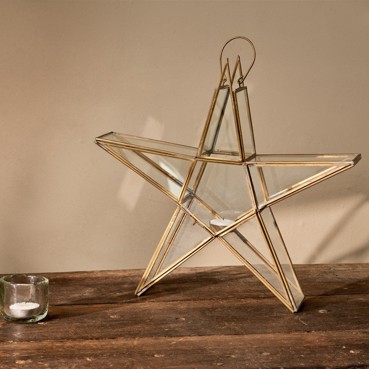Sanwi Small Star Christmas Candle Holder - Antique Brass